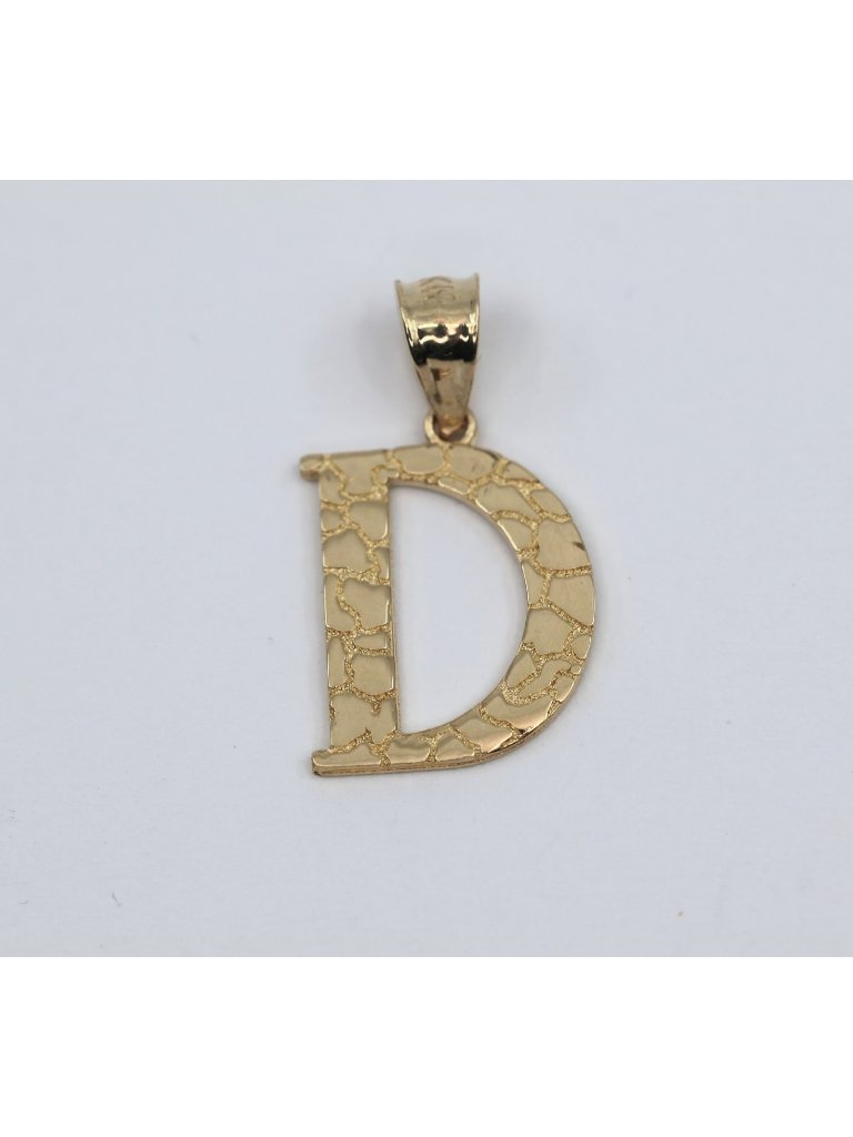Unique 14k Karat Solid Yellow Gold Designer Initial Letter  D  Charm Pendant